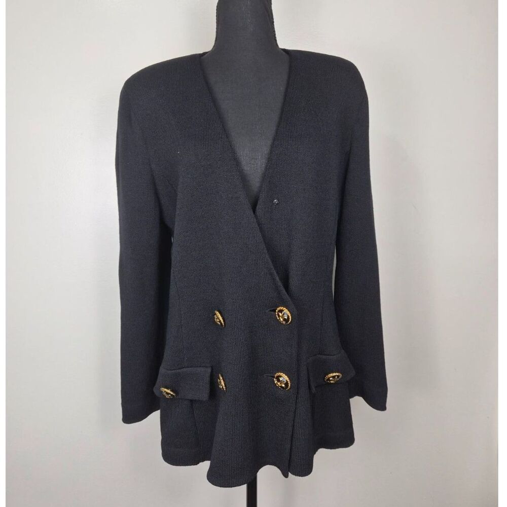 Vintage St John Collection Marie Gray Santana Knit Fleur de Lis Blazer USA Made